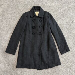 Vintage Wet Seal Black Sparkle Pea Coat Y2K Cotton Blend Snap Button Women’s M